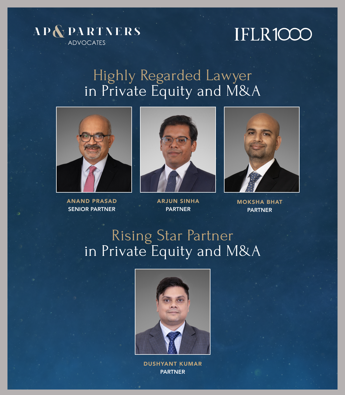 Anand, Arjun, Moksha and Dushyant photos with their rankings.